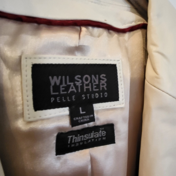 Classic Cream Leather Trench Coat - Picture 3 of 7